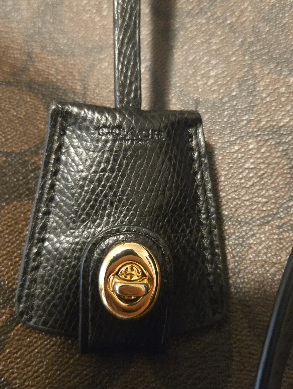 Coach Signature C 2  Way Handbag Black Brown Purse Shoulder Bag